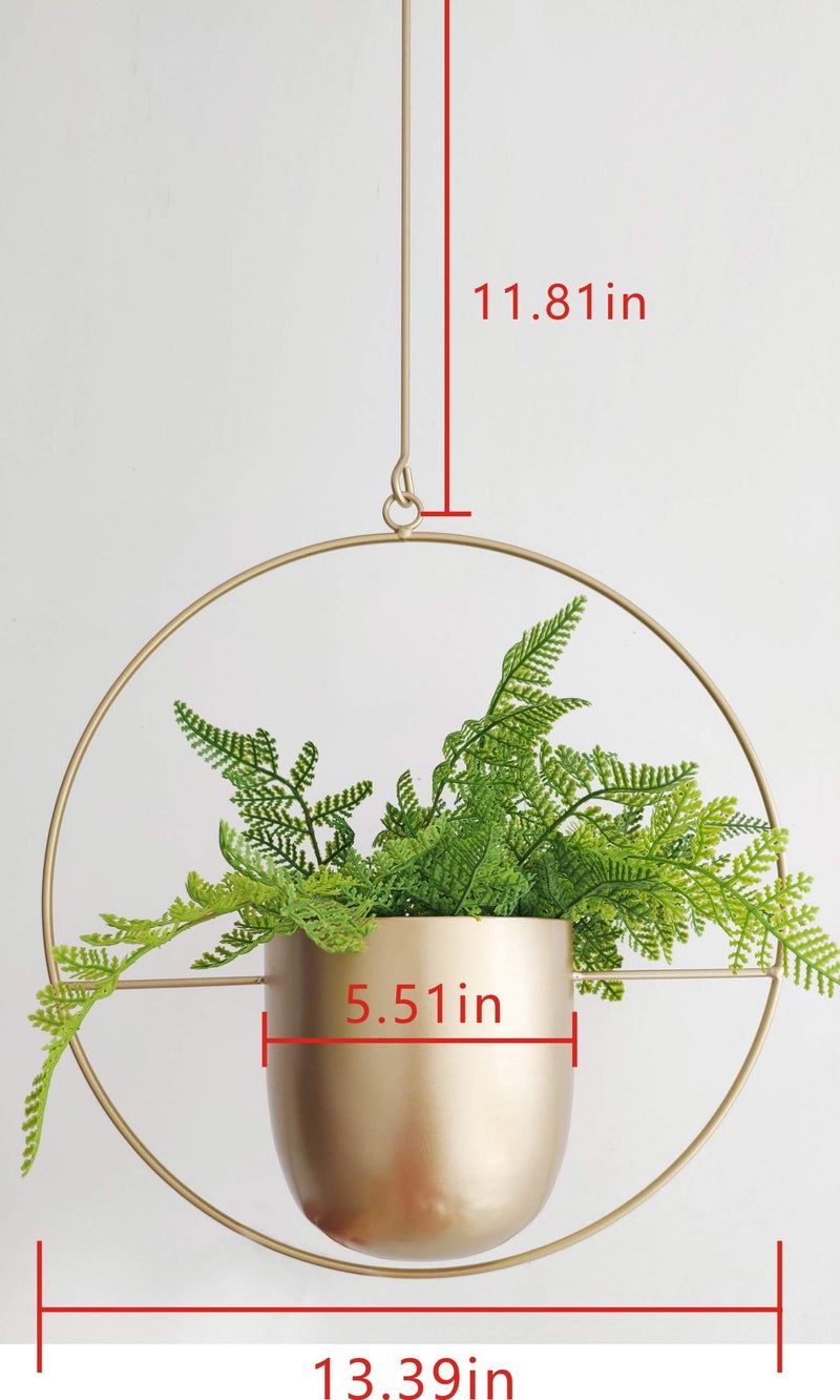 RISEON Boho Gold Metal Plant Hanger,Metal Wall and Ceiling Hanging Planter, Modern Planter, Mid Century Flower Pot Plant Holder, Minimalist Planter for Indoor Outdoor Home Decor - Image 5